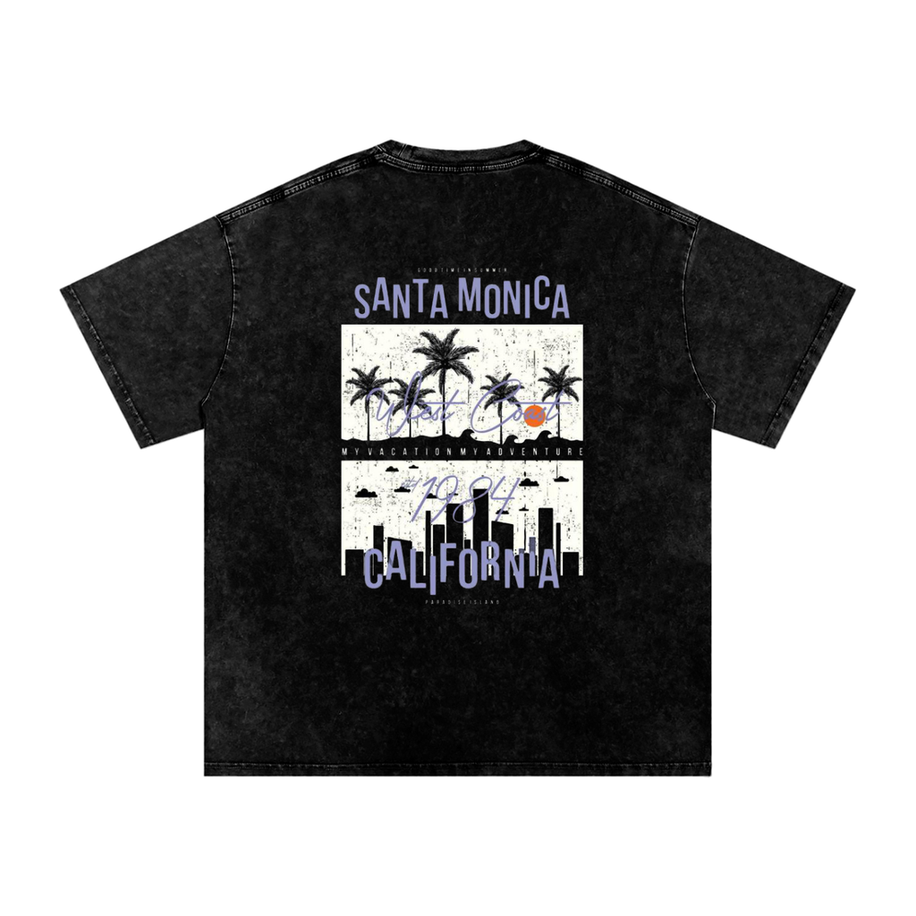 SANTA MONICA Snow Washed Oversized Cotton T-Shirt