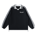 R3G10N Contrast Striped Lapel Collar Sweatshirt