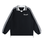 R3G10N Contrast Striped Lapel Collar Sweatshirt