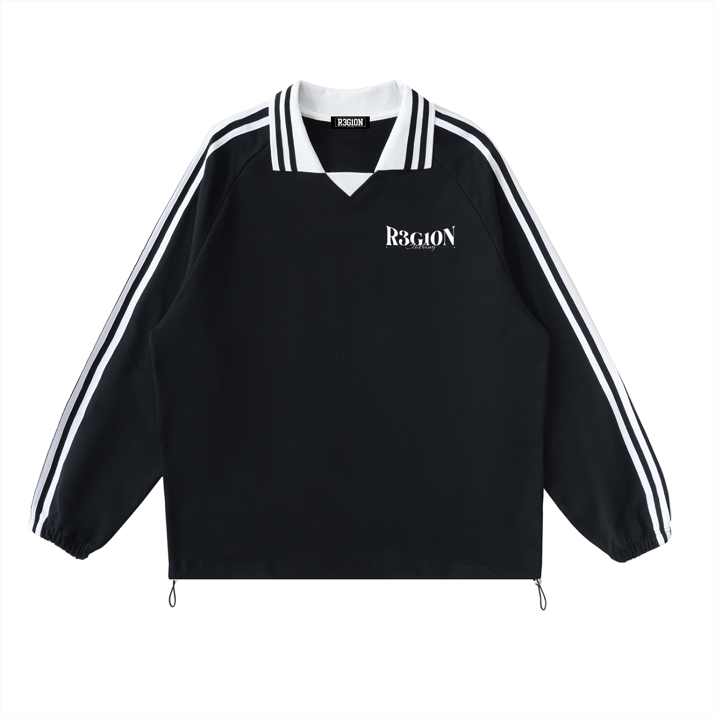 R3G10N Contrast Striped Lapel Collar Sweatshirt