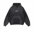 Vintage Washed Frayed Fleece Hoodie