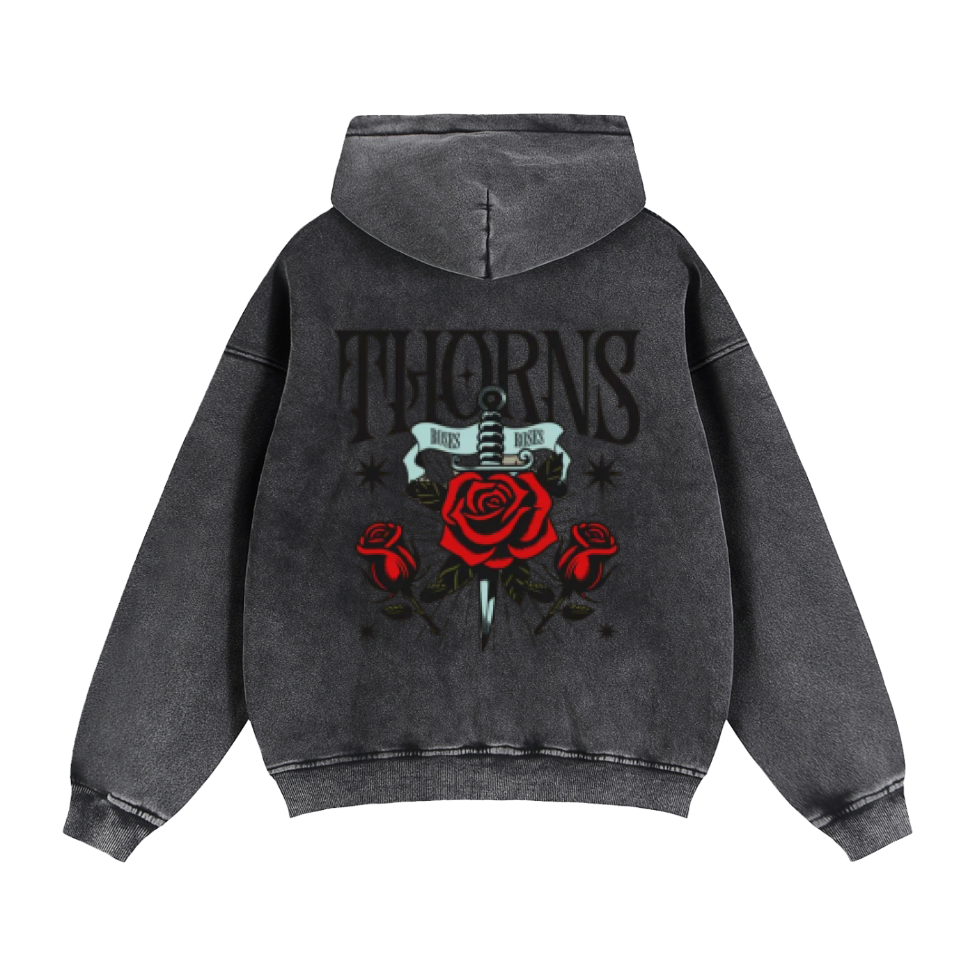 THORNS X ROSES Zip-Through Boxy Fleece Hoodie