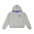 Contrast Plaid Boxy Zip Hoodie