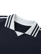R3G10N Contrast Striped Lapel Collar Sweatshirt