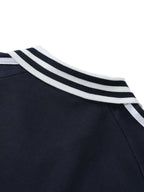 R3G10N Contrast Striped Lapel Collar Sweatshirt